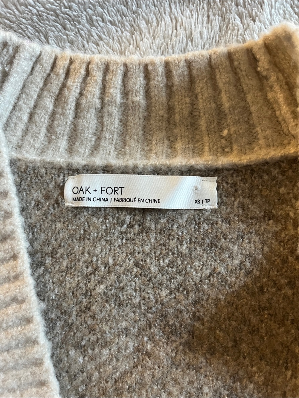 OAK + FORT Cream and Beige Plaid Button-Front Cardigan - Picture 5 of 5